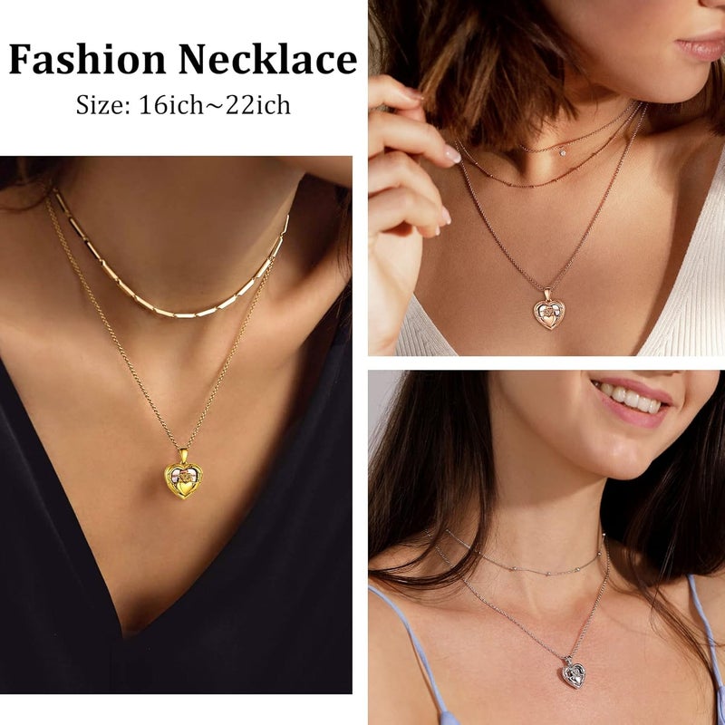 Bestyle Sterling Silver Heart Locket Necklace for Women, Dainty Cute Small Heart Locket Pendant in Gold/Rose Gold/Silver, Love Statement Jewelry Gift for Mother Wife - Image 2